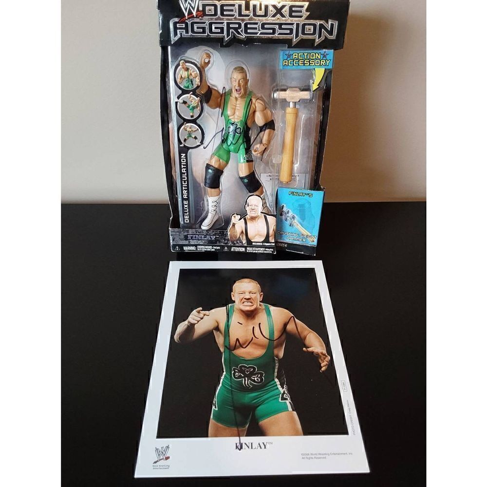 WWE Finlay bundle Figure and Promo photo both Signed